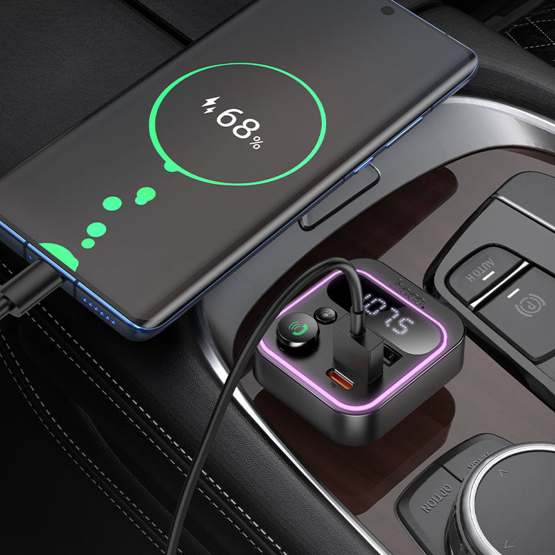 Hoco E85 Dual Port Car Charger & Bluetooth FM Transmitter (38W)