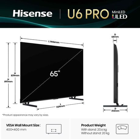 Hisense 65U6Q Pro | 65″ MINI LED Smart TV