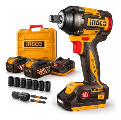 INGCO 42V Max Industrial Brushless 1/2" Impact Wrench Kit (CIWLI42602)