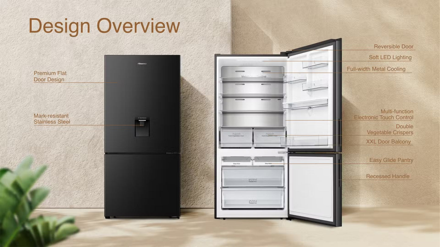 Hisense H630BSB-WD | (Bottom-Mount) Refrigerator