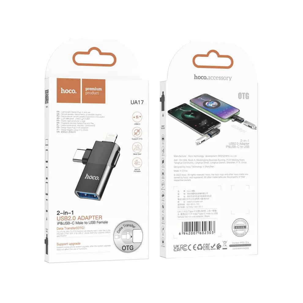 Hoco UA17 2 in 1 USB Adapter