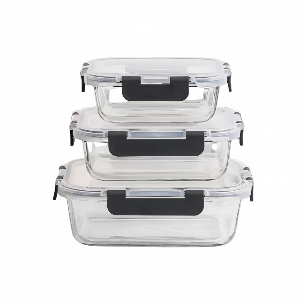 Continental Homeware Square Glass Container Set (3Pcs)