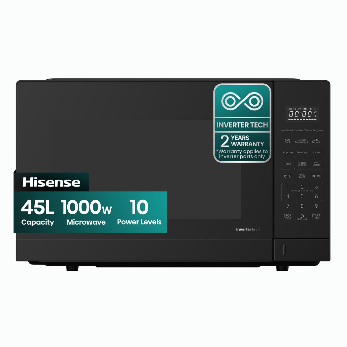 Hisense H45MOBS5XV | 45L Inverter Black Microwave