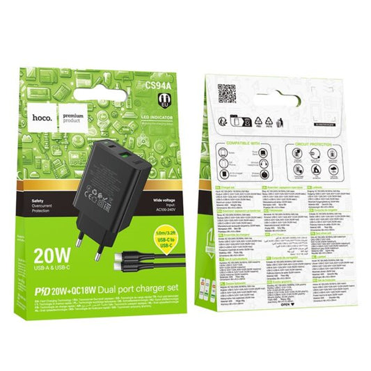 Hoco CS94A Dual Port Charger (20W + 18W)