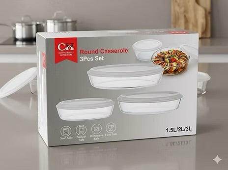 Continental Homeware Round Casserole Set (3-Piece)