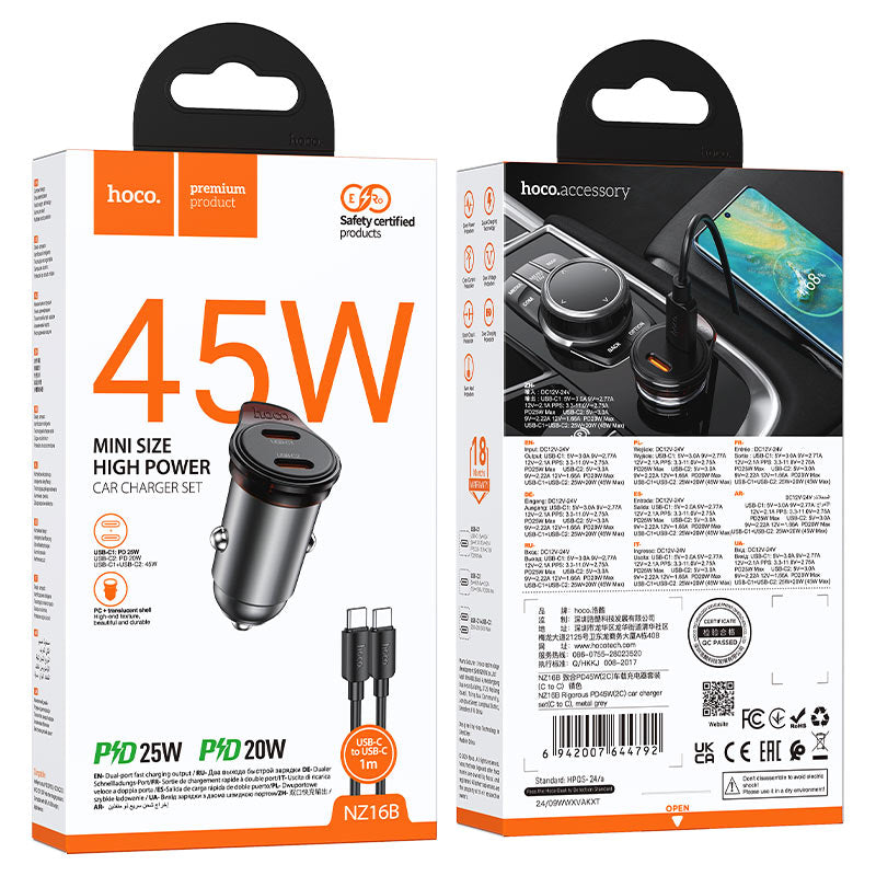 Hoco NZ16B Car Charger Kit (45W)