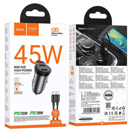Hoco NZ16B Car Charger Kit (45W)