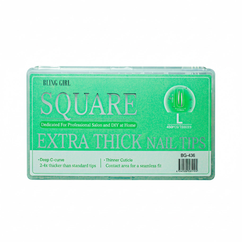 Bling Girl - Square Extra Thick Nail Tips Large (450PCS/15 sizes)