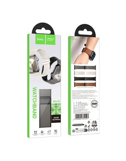 Hoco WA34 Leather iWatch Band Black (44,45,46,49mm)