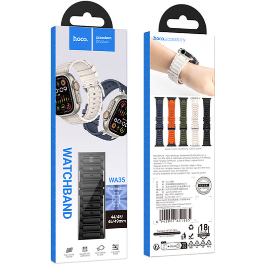 Hoco WA35 “Emir” Silicone iWatch Band Black (44,45,46,49mm)