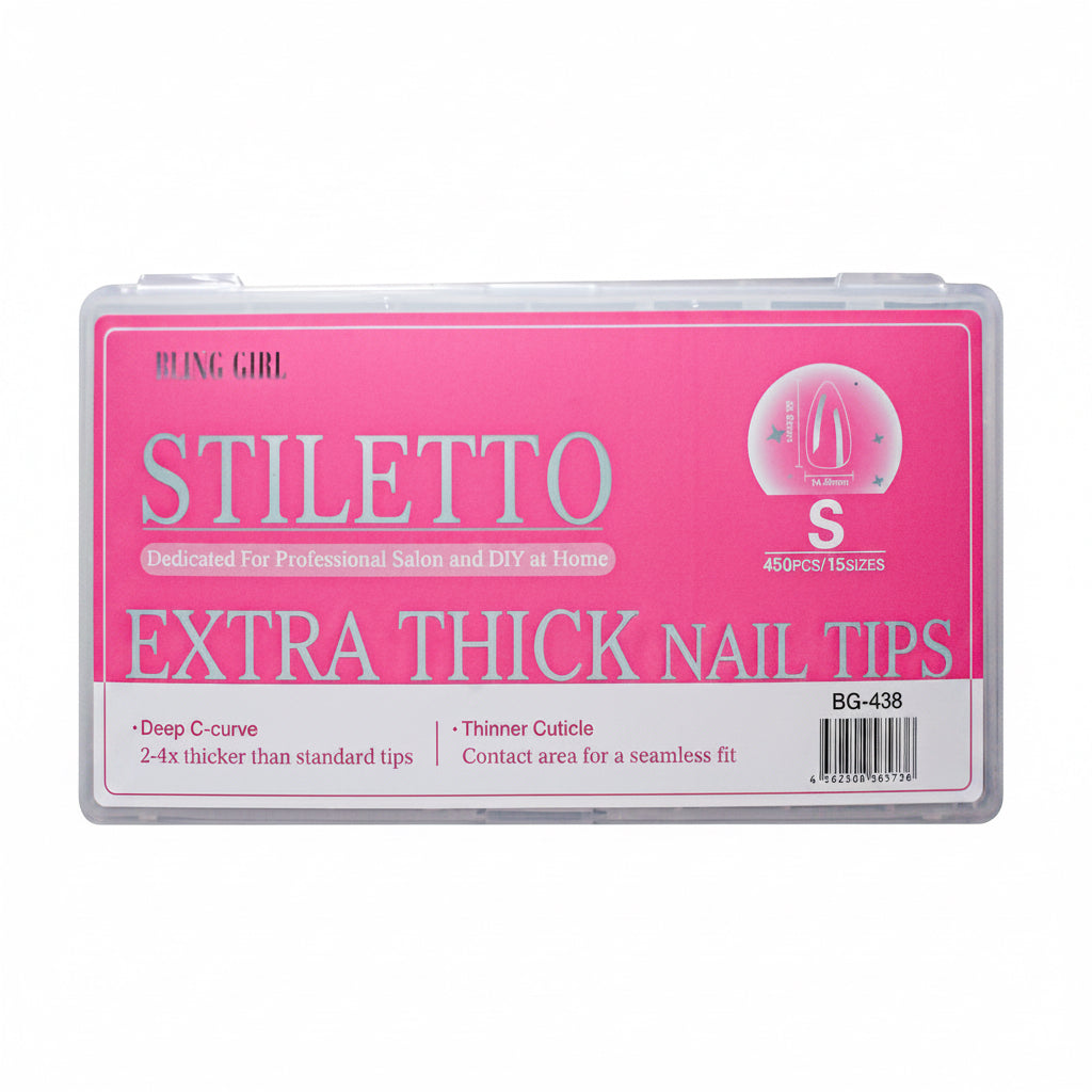 Bling Girl- Stiletto Extra Thick Nail Tips Small (450PCS/15 sizes)