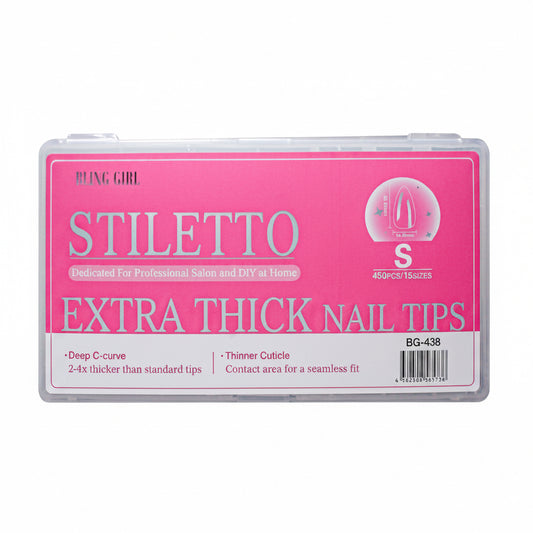 Bling Girl- Stiletto Extra Thick Nail Tips Small (450PCS/15 sizes)