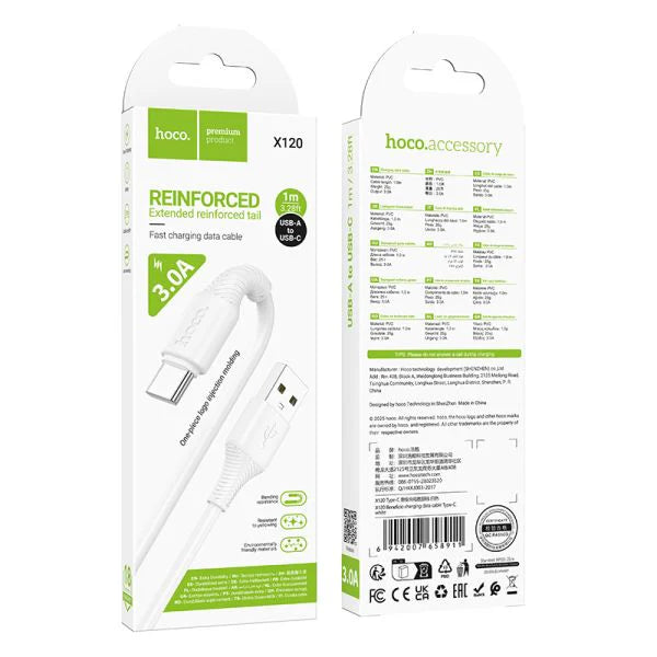 Hoco X120 USB A to Type C Data Transfer Charging Cable (1m/3.0A)