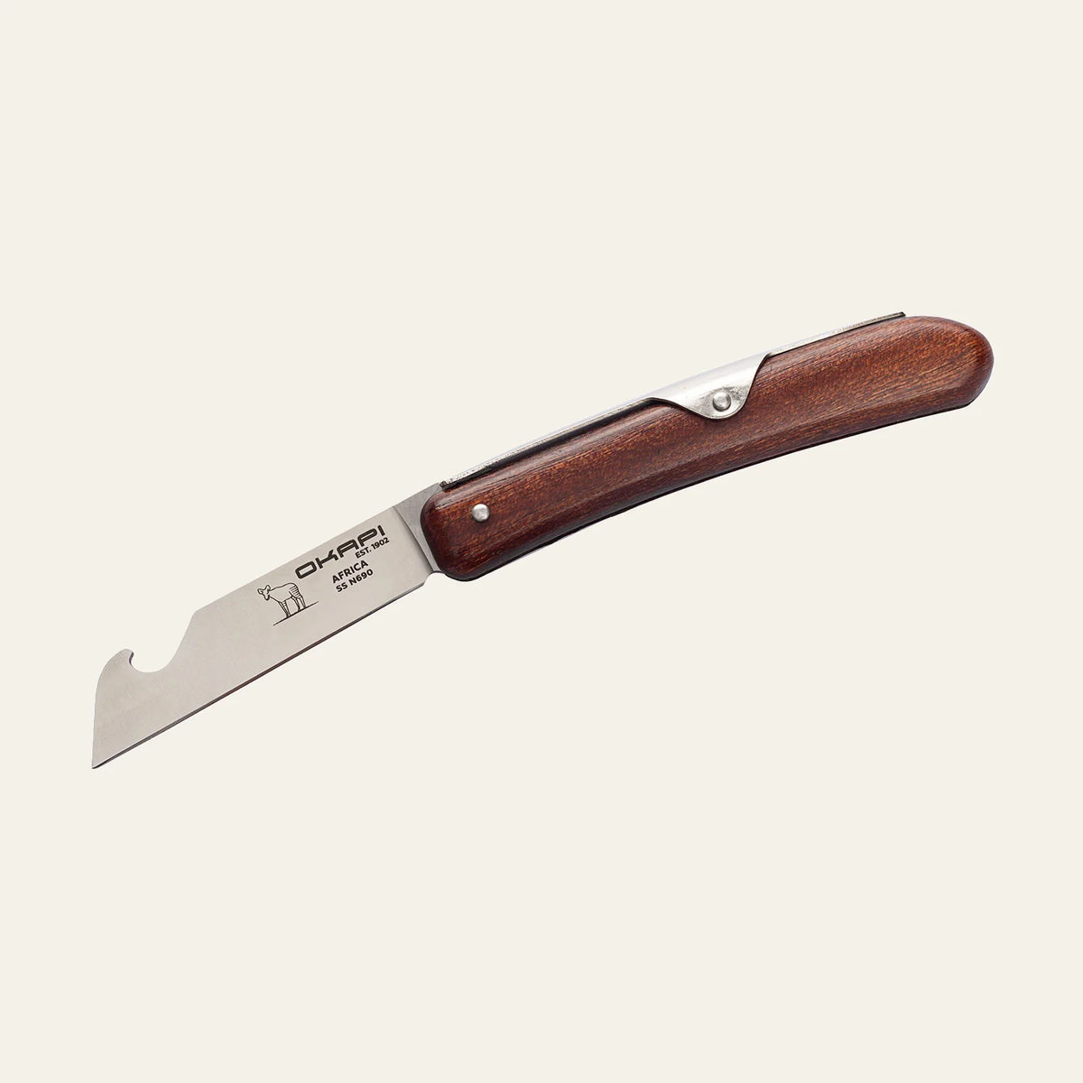 Okapi FG02585 Biltong & Beer Knife (Wood Veneer Handle)