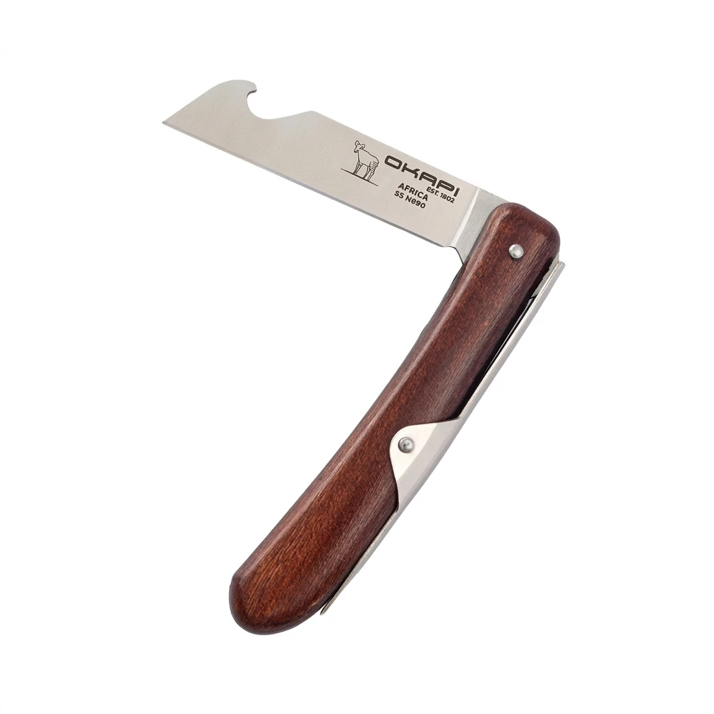 Okapi FG02585 Biltong & Beer Knife (Wood Veneer Handle)