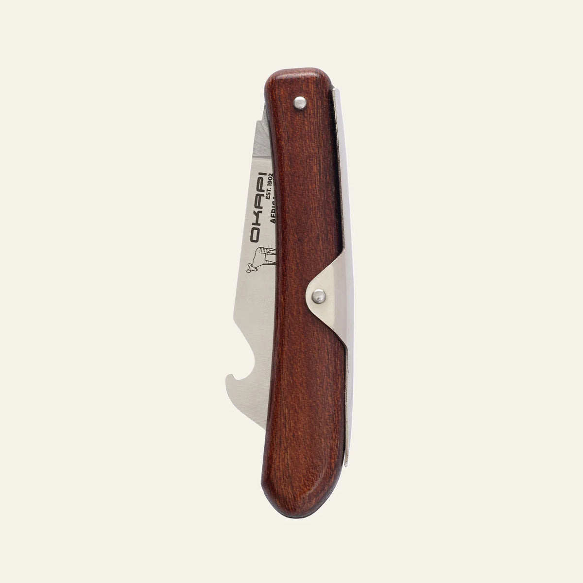 Okapi FG02585 Biltong & Beer Knife (Wood Veneer Handle)