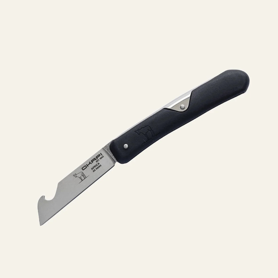 Okapi Biltong & Beer Folding Knife (Tactical Black GFN Handle)