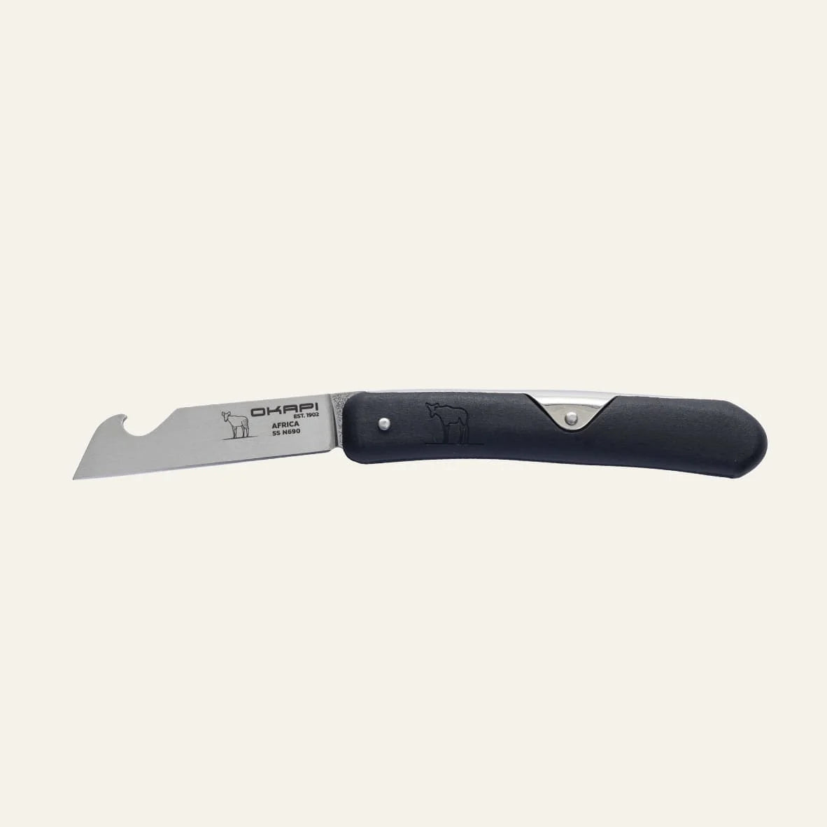 Okapi Biltong & Beer Folding Knife (Tactical Black GFN Handle)